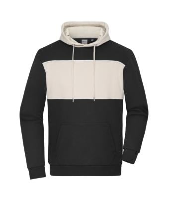 Unisex Sweat-Hoody colour-block UNISEX Black/sandstone 11811