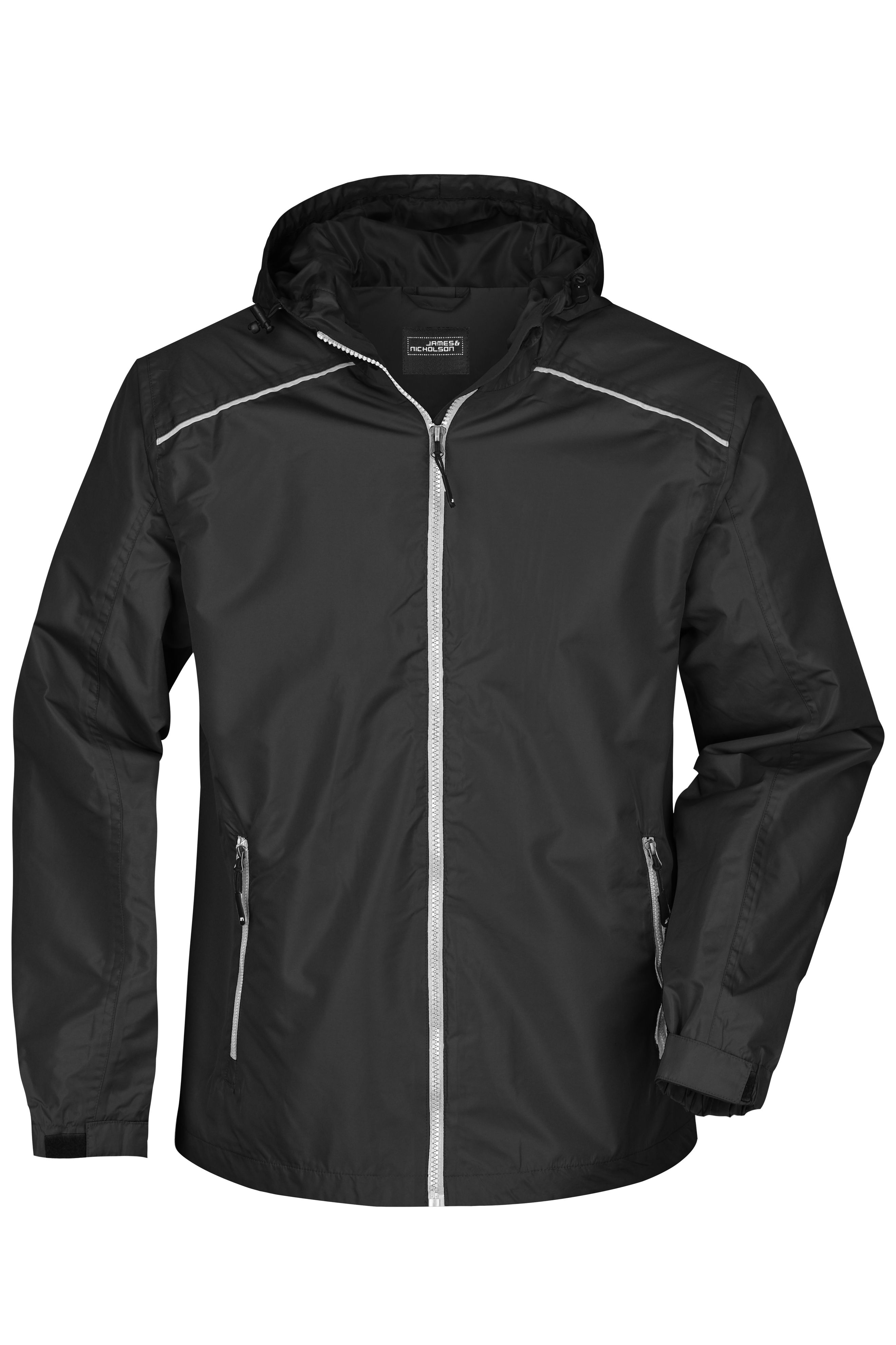 Herren Mens Rain Jacket Black Silver Daiber