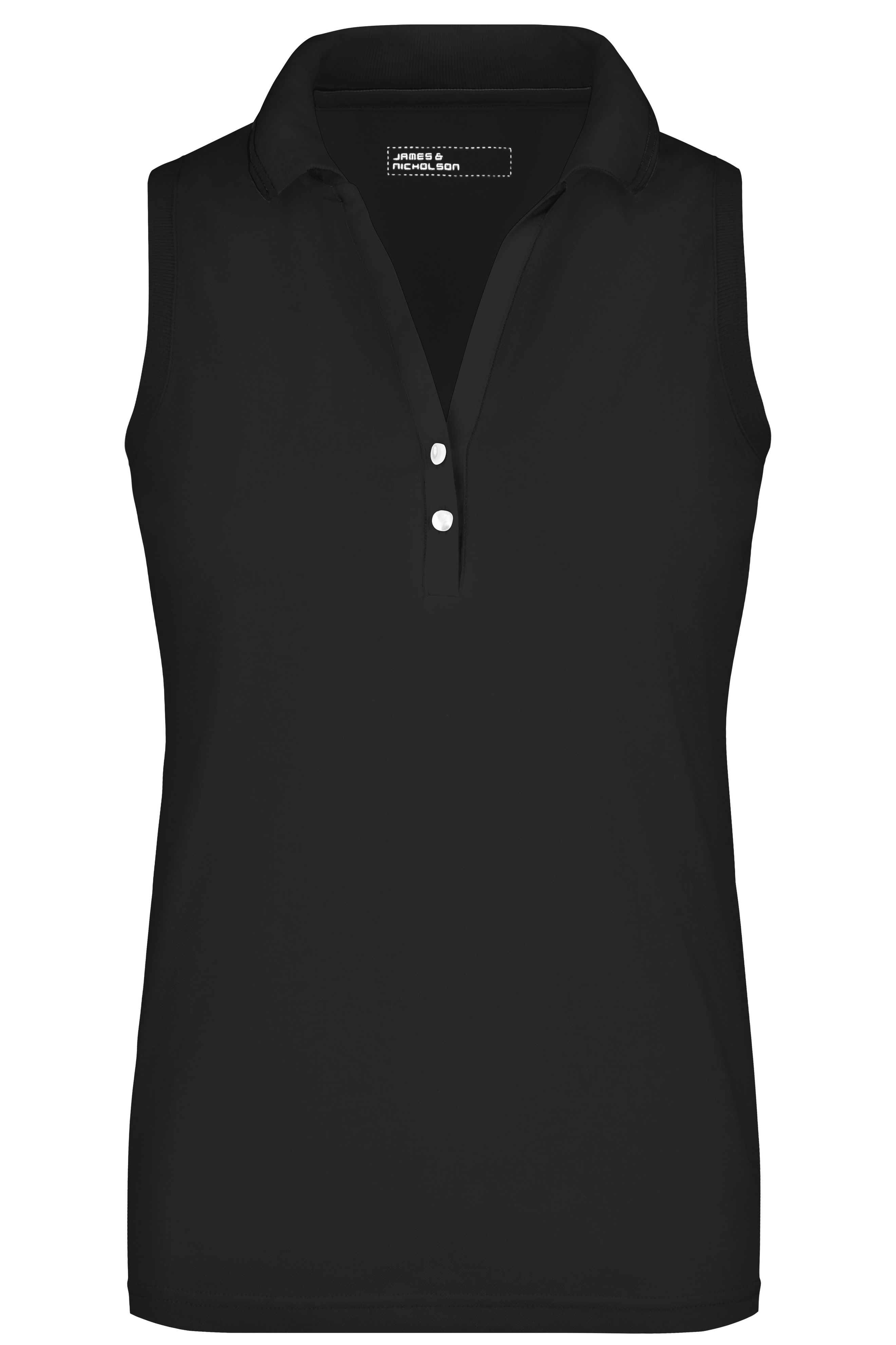 Ladies Ladies' Elastic Polo Sleeveless Black-Daiber