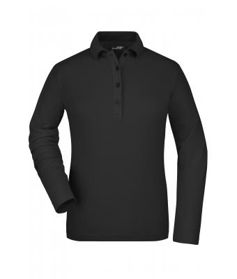 Femme Polo maille piquée femme manches longues Noir 7331