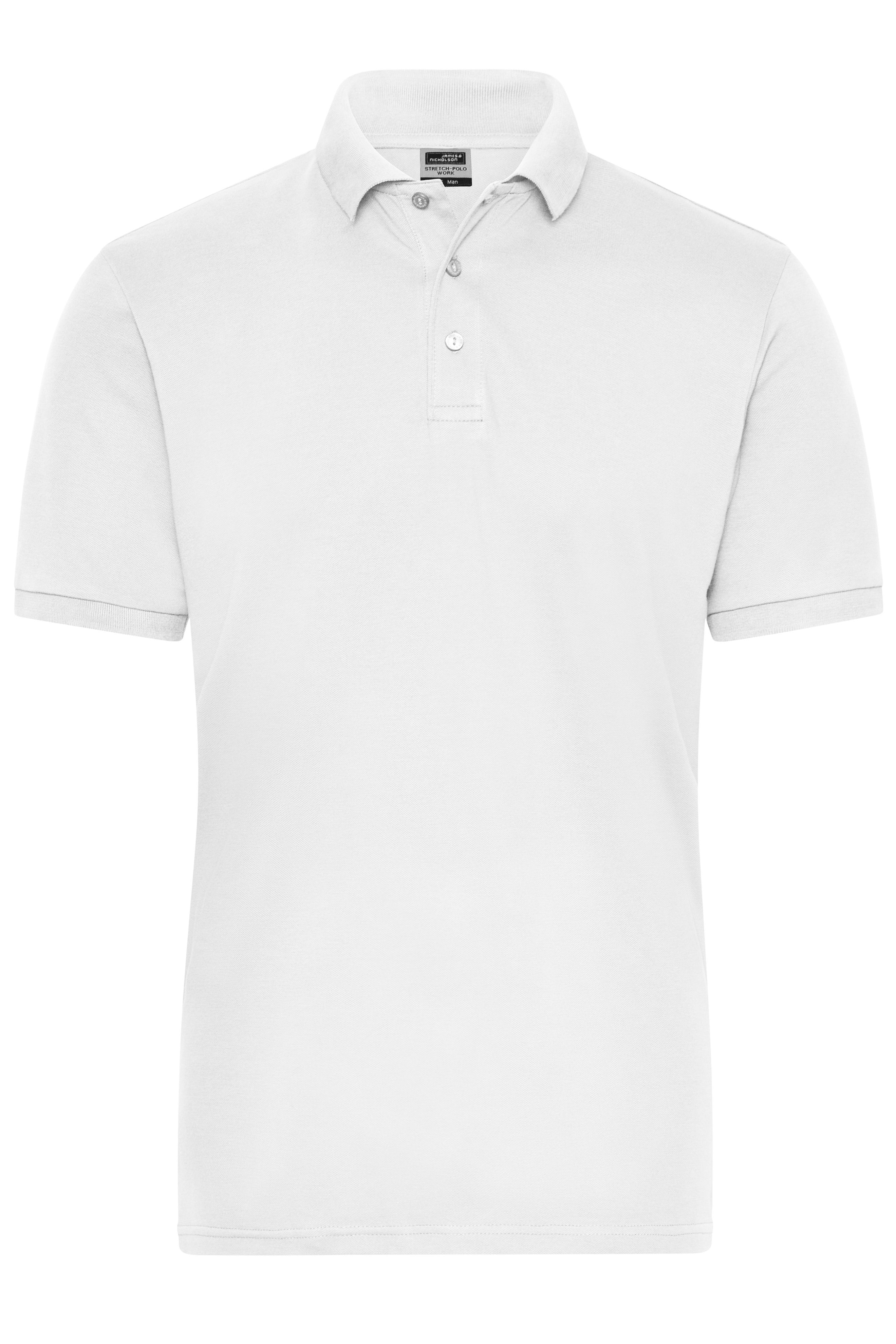 Men Men's BIO Stretch-Polo Work - SOLID - White-Daiber