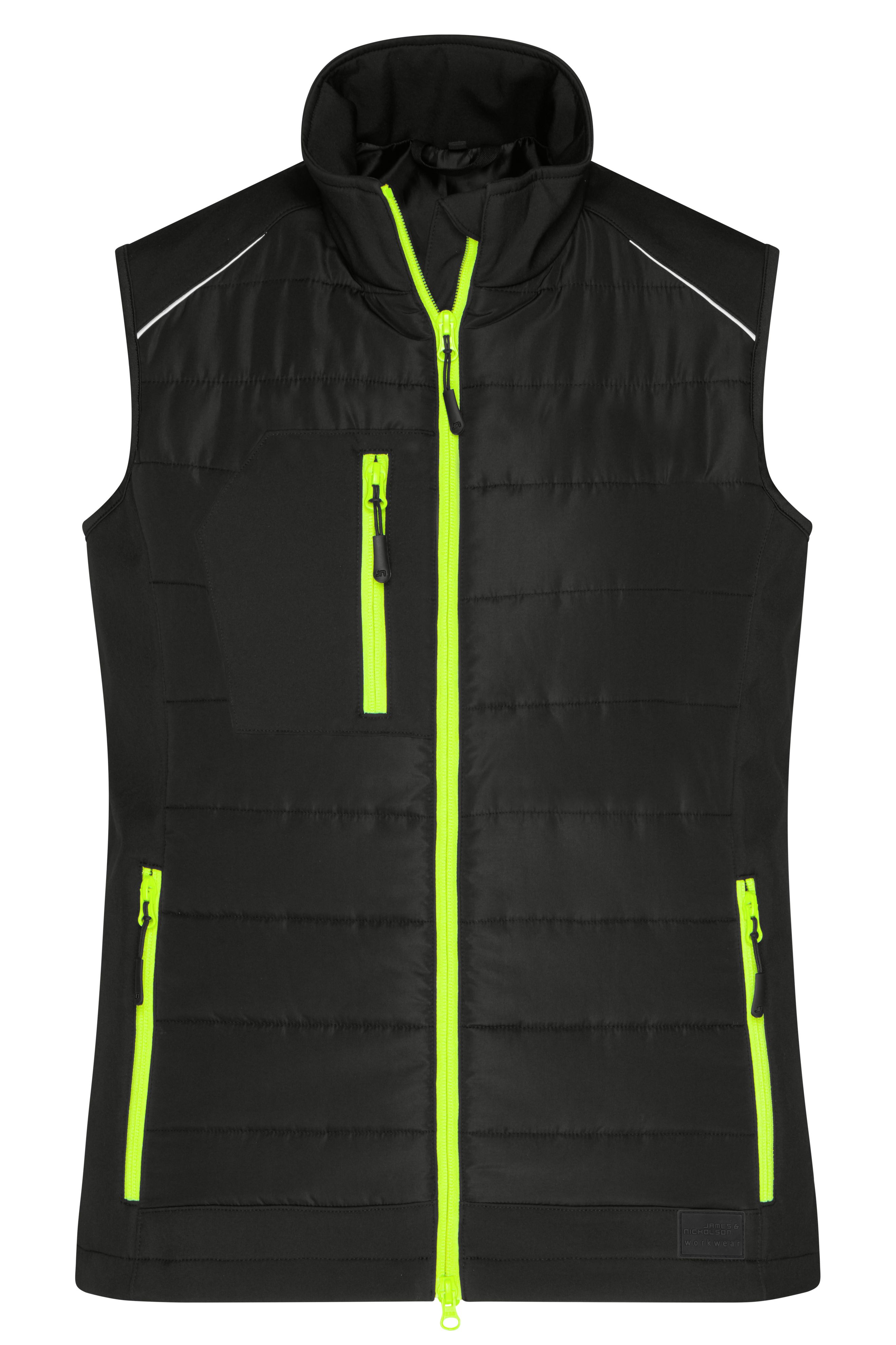 Ladies Ladies Hybrid Vest Black Neon Yellow Daiber