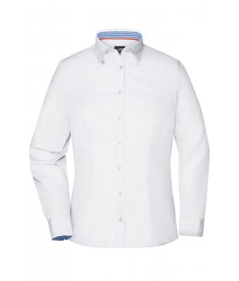 Damen Ladies' Plain Shirt White/royal-white 8055