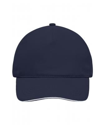 Unisex 5 Panel Sandwich Cap Navy/white 7593