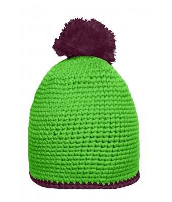 purple and lime green hat