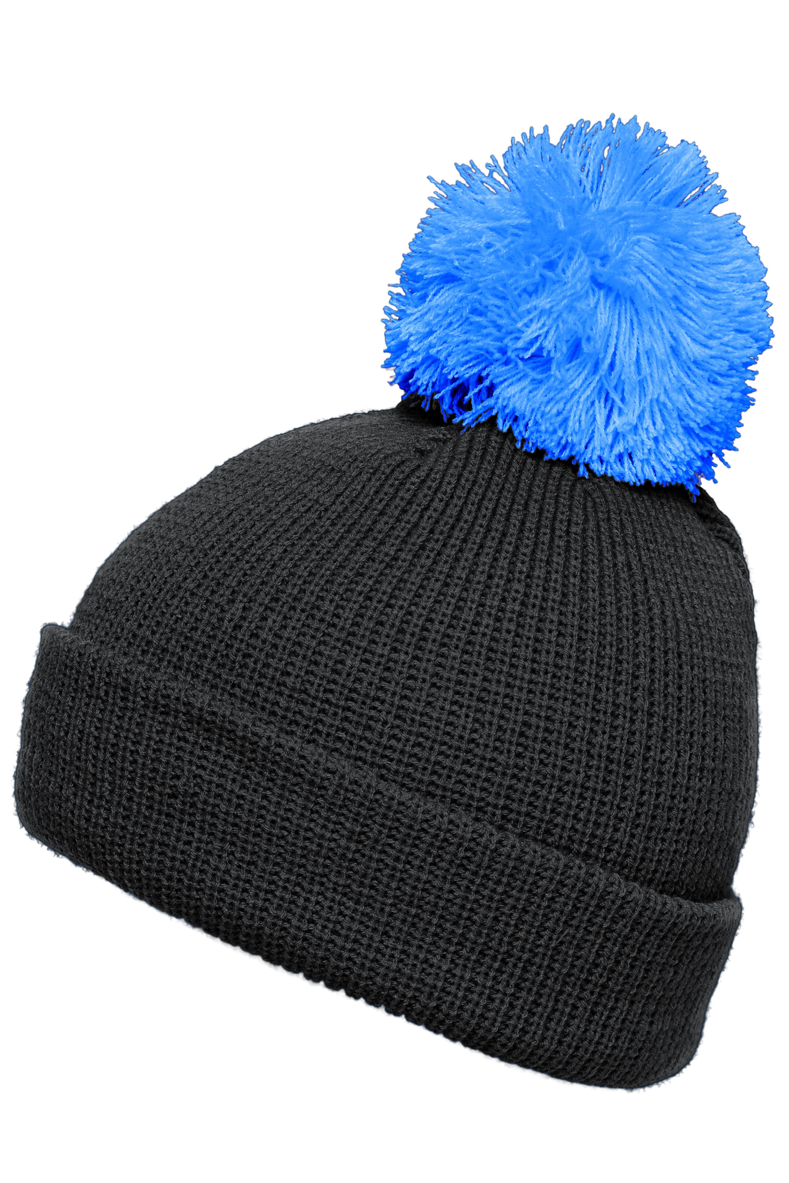 Unisex Pompon Hat with Brim Black/pacific-Daiber